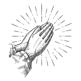 H&auml;nde in Gebetshaltung mit strahlendem Hintergrund, symbolisieren Andacht und Spiritualit&auml;t.